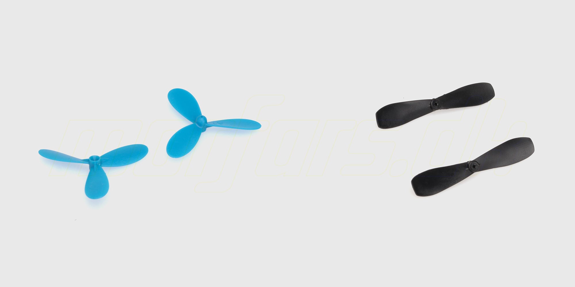To sorte propeller til Mini Glider fjernstyret fly vist fra siden.