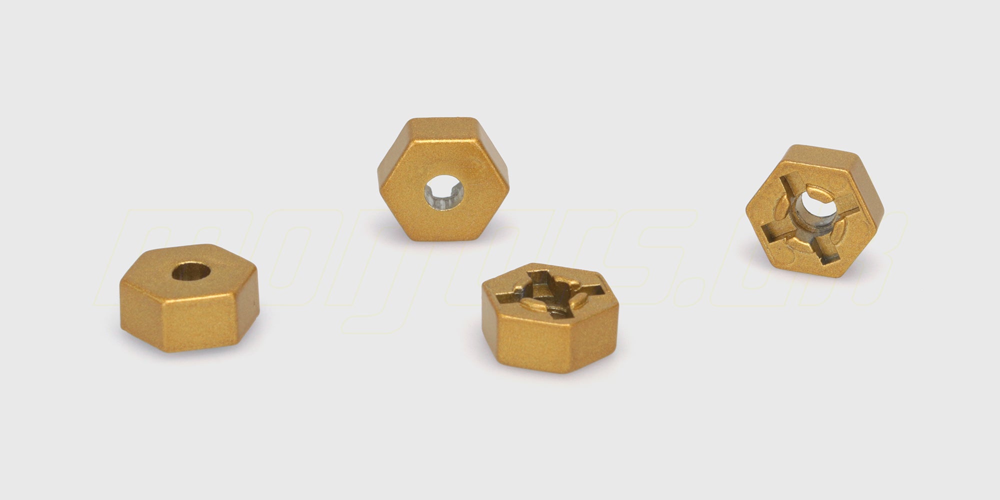 To robuste sølvfarvede metal hjulmedbringere til HBX Tornado fjernstyret bil.