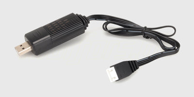 HyperGo USB-ladekabel til 3S LiPo batterier med sort ledning og hvidt balance-stik til MJX fjernstyrede biler.
