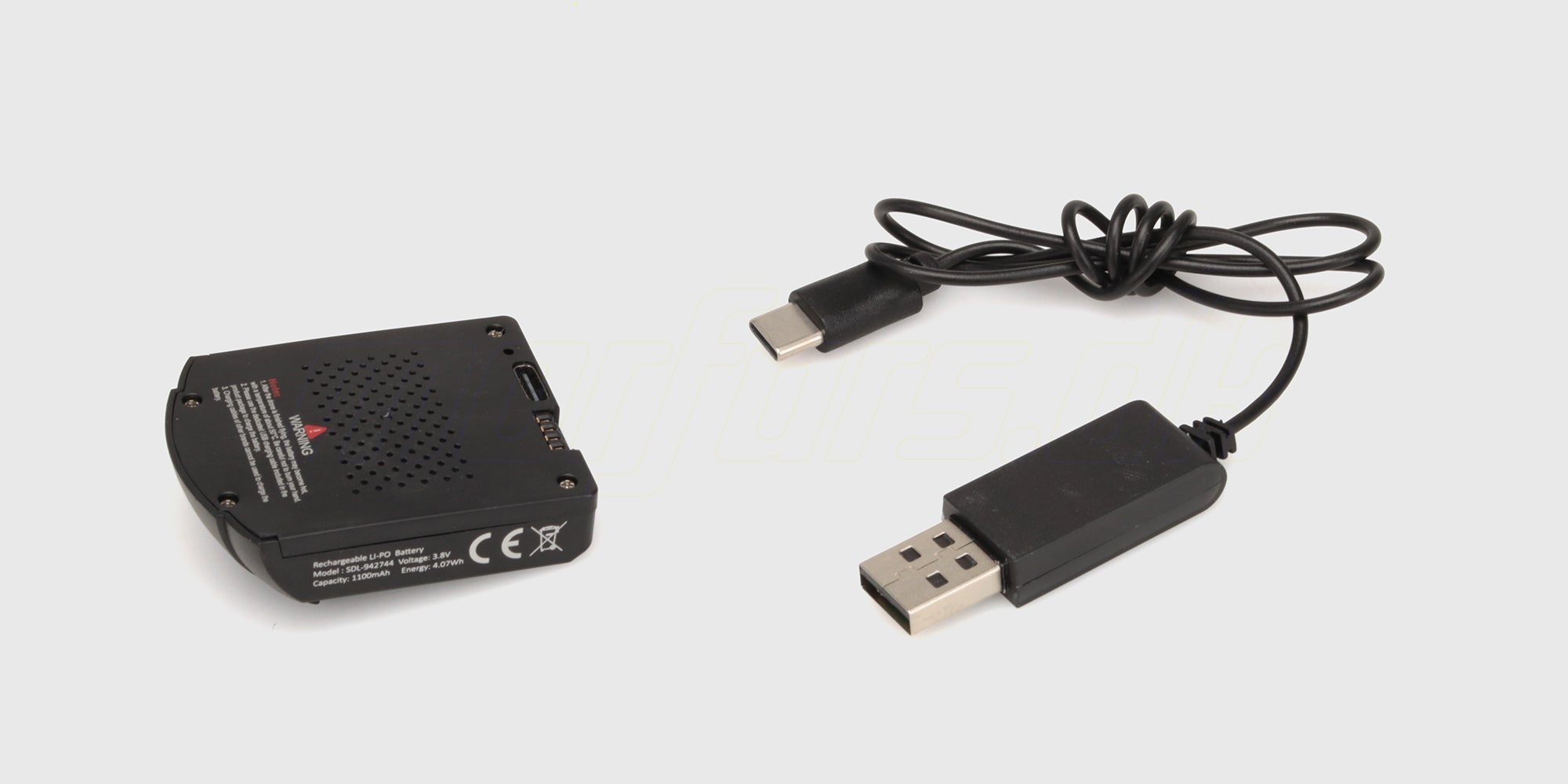 Batteri og USB-C-ladekabel til Rolling Drone