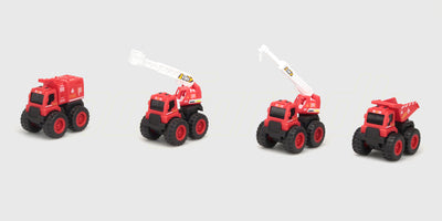 Micro Monster friktionsbil i gul farve formet som en robust arbejdsmaskine.