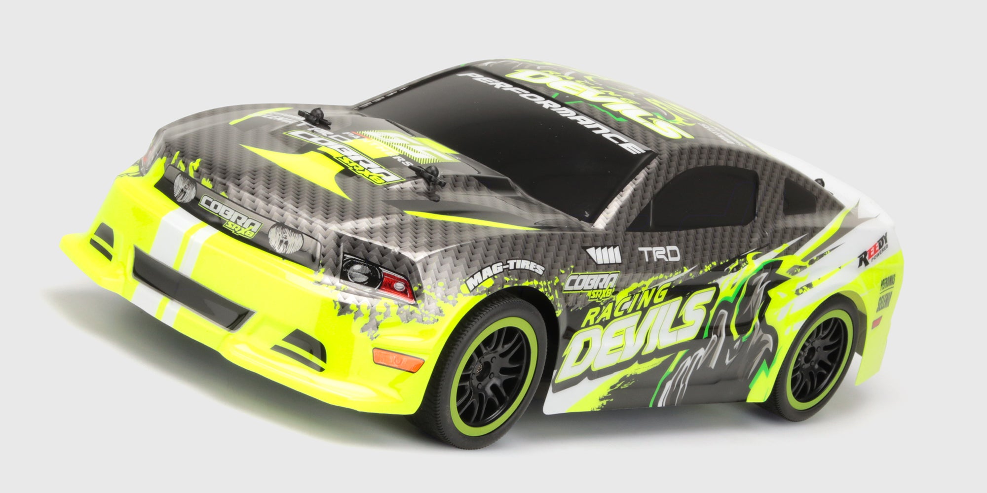 Neongrøn Xtreme Racer Rally Sprint set skråt forfra og oppefra