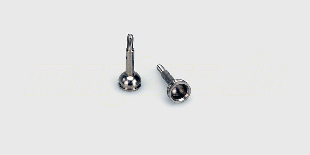 To sorte Z06 front axle cups i metal til fjernstyret bil vist på en hvid baggrund.