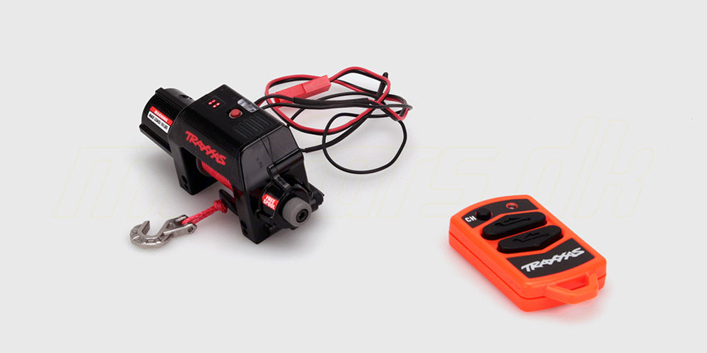 Sort Traxxas Pro Scale Winch med krog og wire til TRX-4 og TRX-6 fjernstyret bil.
