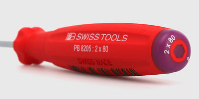SwissGrip unbraco skruetrækker med rødt ergonomisk håndtag til præcis montering af dele på fjernstyrede biler.